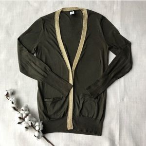 J Crew cardigan with metallic trim